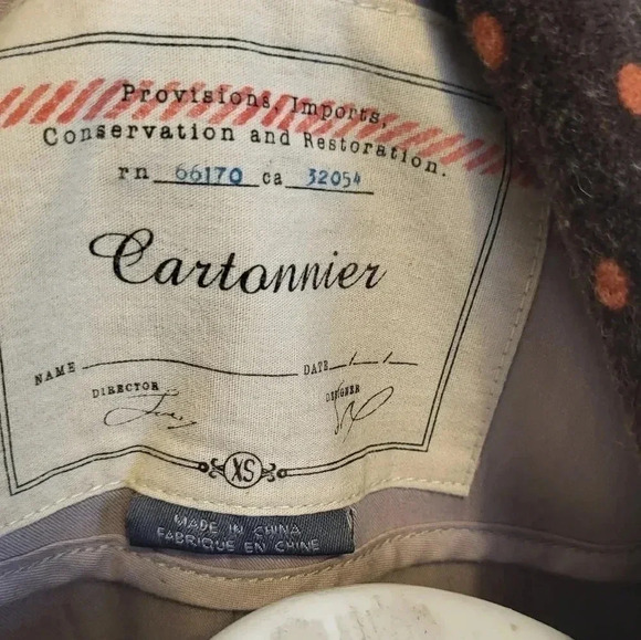 Cartonnier Anthropologie Blazer Jacket Polka Dot Elbow Patch Brown Orange(XS) - Picture 8 of 9